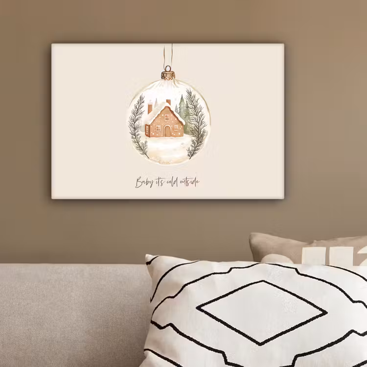 Quote - Winter - Kerst - Beige - Kerstbal canvas 2cm klein -sfeer3