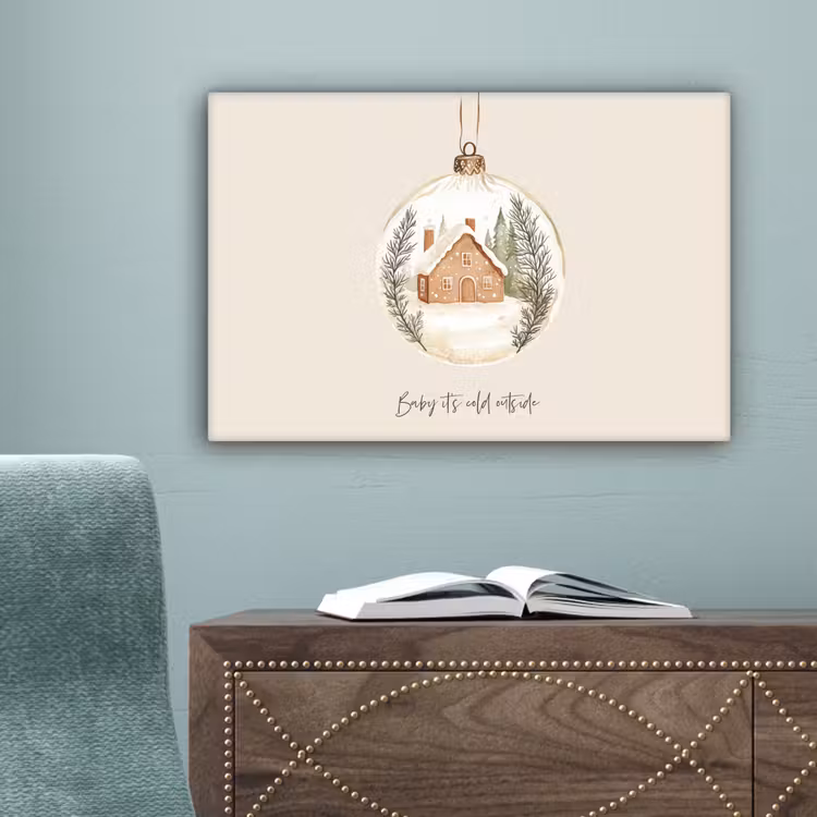 Quote - Winter - Kerst - Beige - Kerstbal canvas 2cm klein -sfeer4