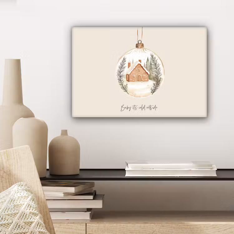 Quote - Winter - Kerst - Beige - Kerstbal canvas 2cm klein -sfeer6