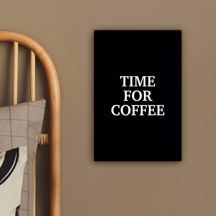 Quotes - Letters - Koffie - Zwart canvas 2cm klein -sfeer3
