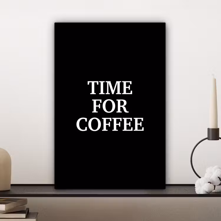 Quotes - Letters - Koffie - Zwart canvas 2cm klein -sfeer6