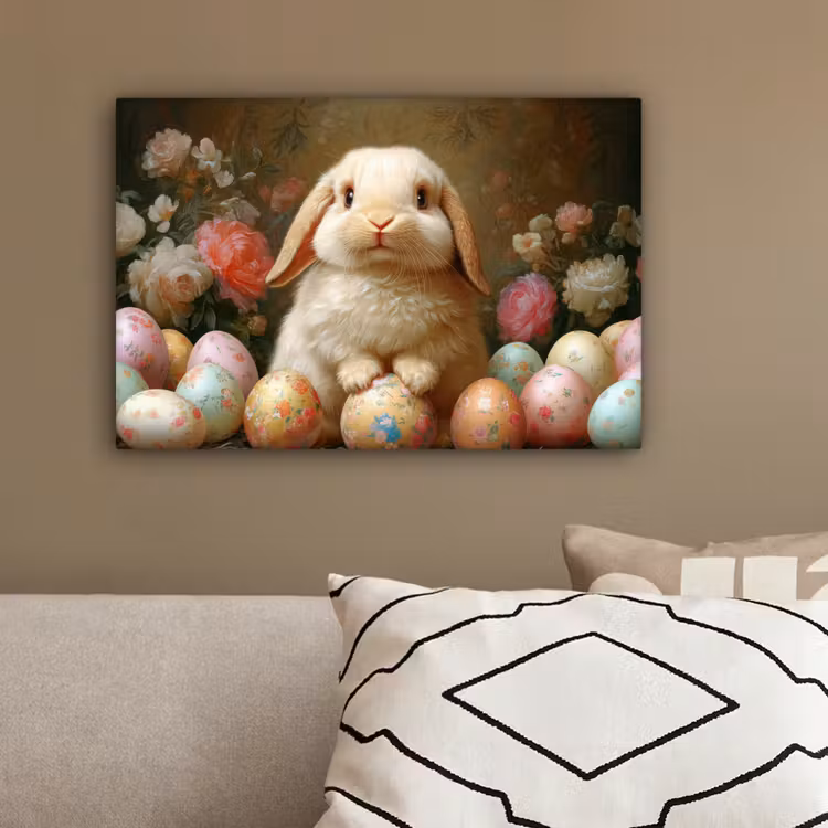 Konijn - Paaseieren - Stilleven canvas 2cm klein -sfeer3