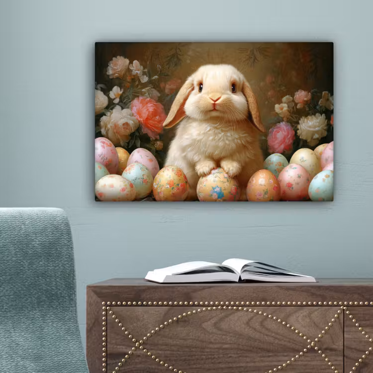 Konijn - Paaseieren - Stilleven canvas 2cm klein -sfeer4