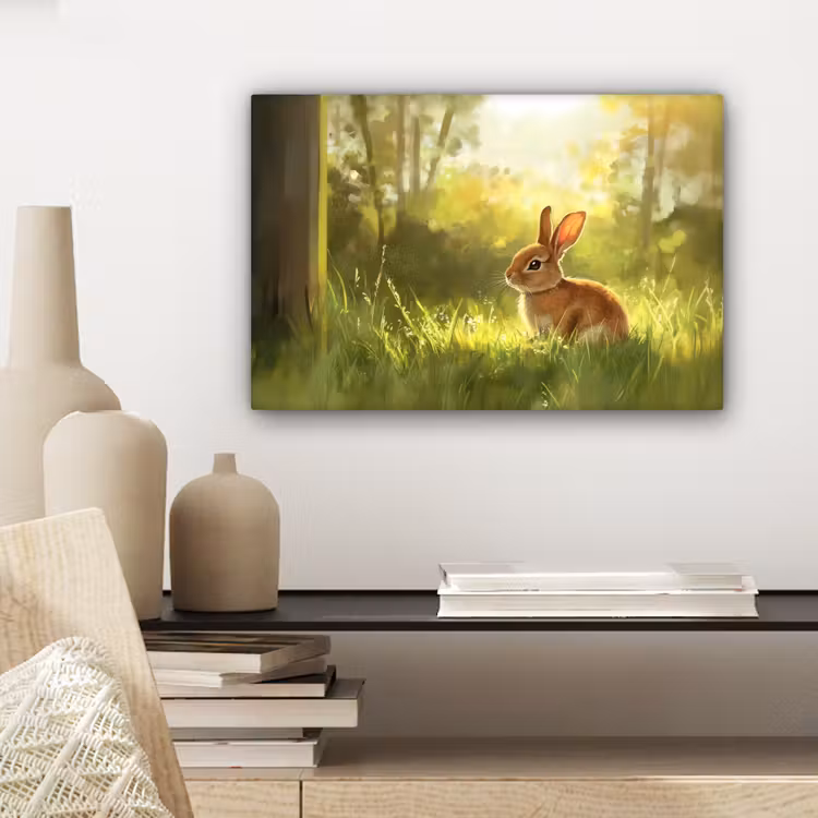 Konijn - Zonlicht - Bos canvas 2cm klein -sfeer6