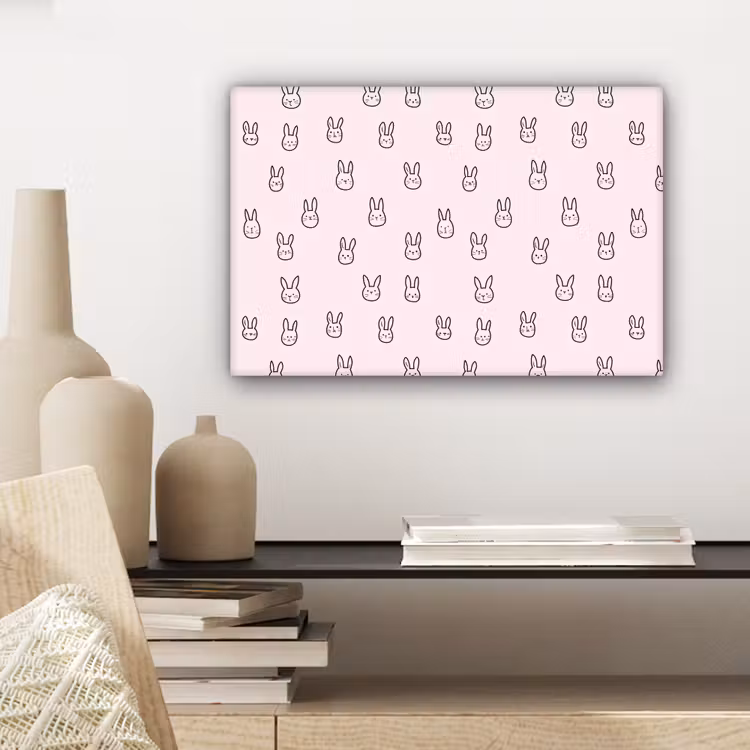 Konijnen - Minimalistisch - Roze canvas 2cm klein 34 -sfeer6