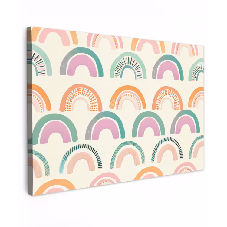 Regenboog - Zachte tinten - Strepen - Stippen canvas 2cm klein -z3d