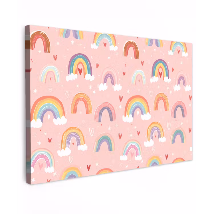 Regenboog - Patroon - Pastel - Handgetekend canvas 2cm klein -z3d