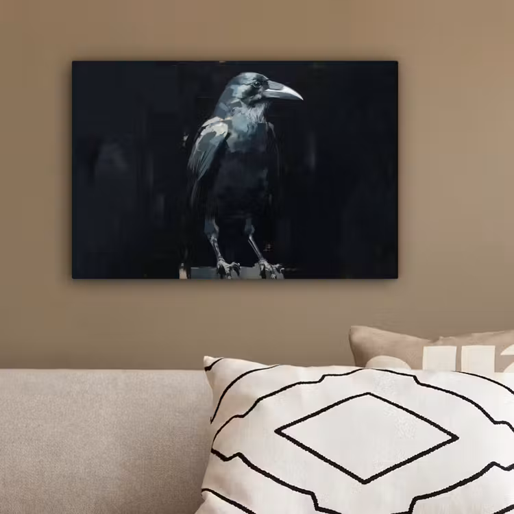 Raaf - Vogels - Zwart canvas 2cm klein -sfeer3