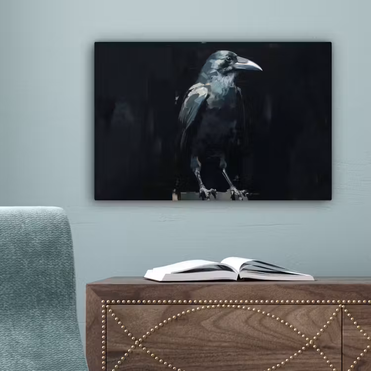 Raaf - Vogels - Zwart canvas 2cm klein -sfeer4
