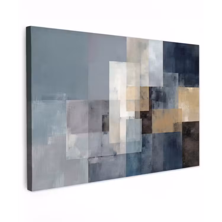 Rechthoeken - Abstract - Blauw canvas 2cm klein -z3d