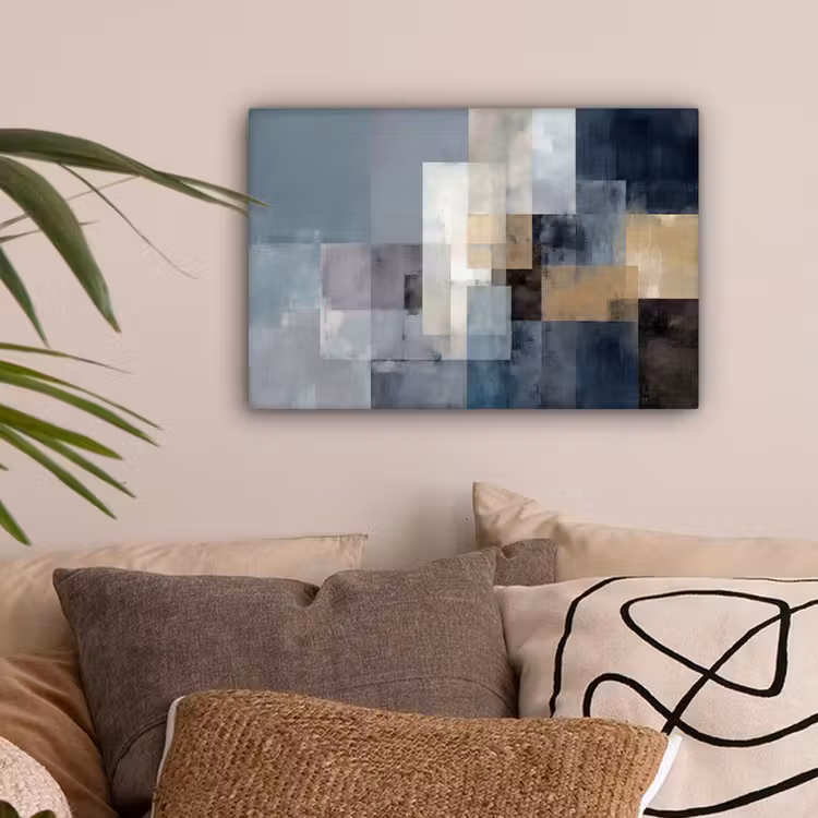 Rechthoeken - Abstract - Blauw canvas 2cm klein -sfeer1