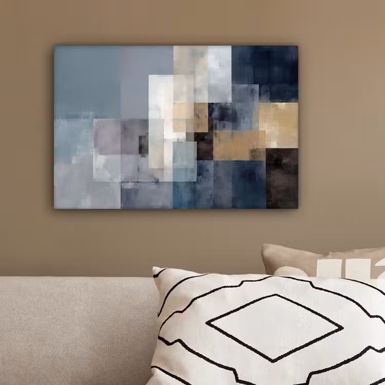 Rechthoeken - Abstract - Blauw canvas 2cm klein -sfeer3