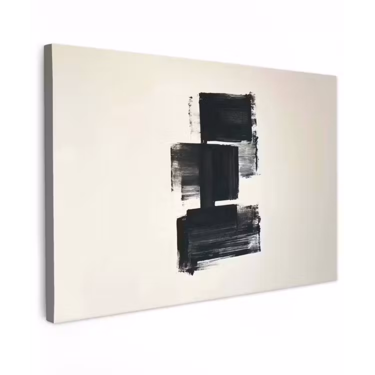 Rechthoeken - Penseelstreken - Abstract - Zwart canvas 2cm klein -z3d