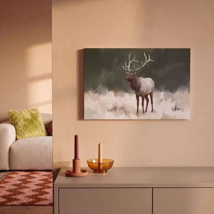 Edelhert - Gewei - Schildering - Rustiek canvas 2cm klein -sfeer1