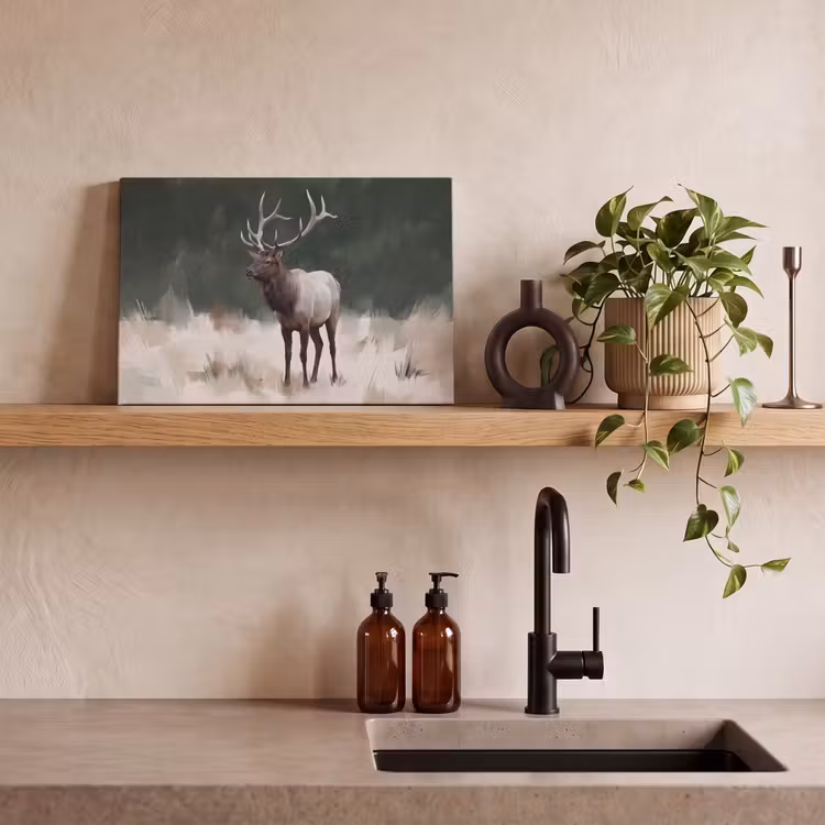 Edelhert - Gewei - Schildering - Rustiek canvas 2cm klein -sfeer3