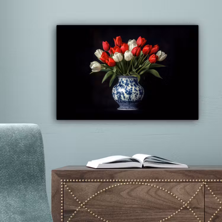 Rode - Bloemen - Tulpen - Vaas canvas 2cm klein -sfeer4