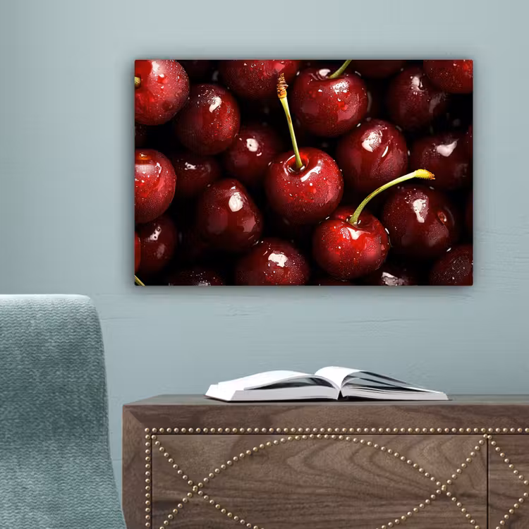 Rood - Fruit - Kersen canvas 2cm klein -sfeer4