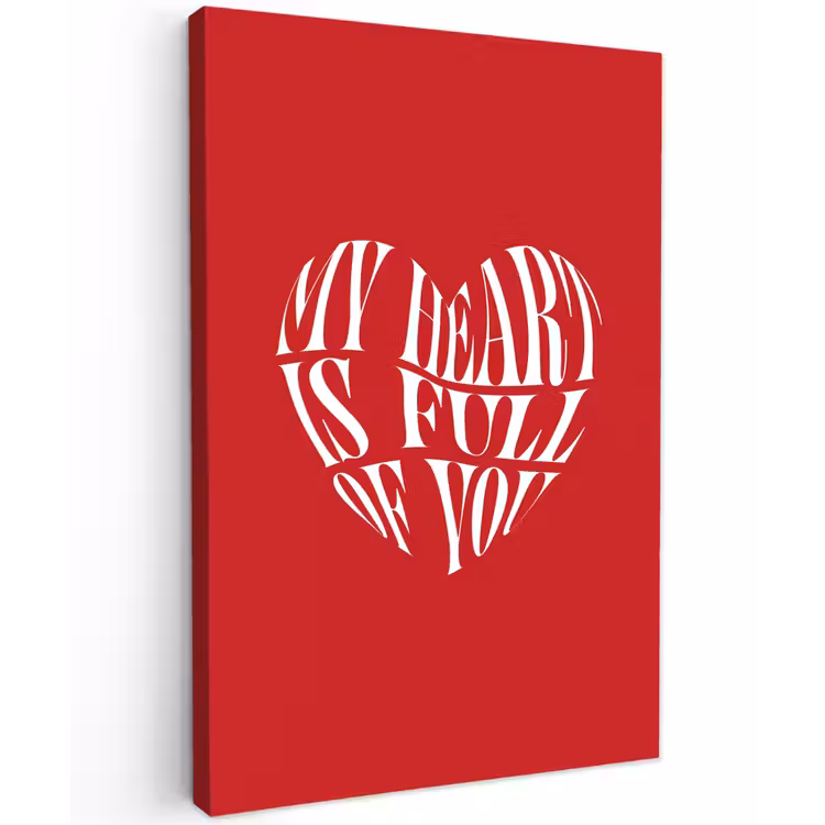 Rood - Hart- Tekst - Valentijn canvas 2cm klein -z3d