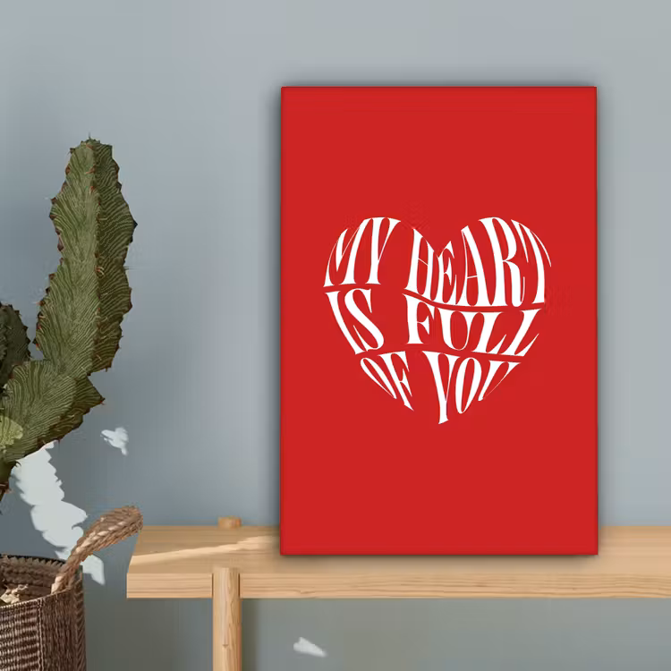 Rood - Hart- Tekst - Valentijn canvas 2cm klein -sfeer4