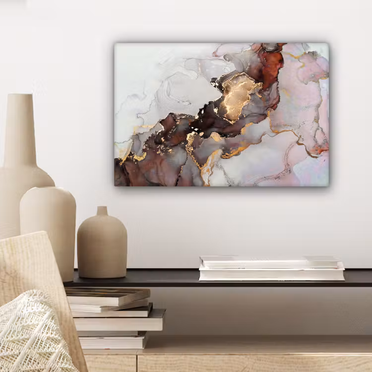 Rood - Marmer - Goud canvas 2cm klein -sfeer6