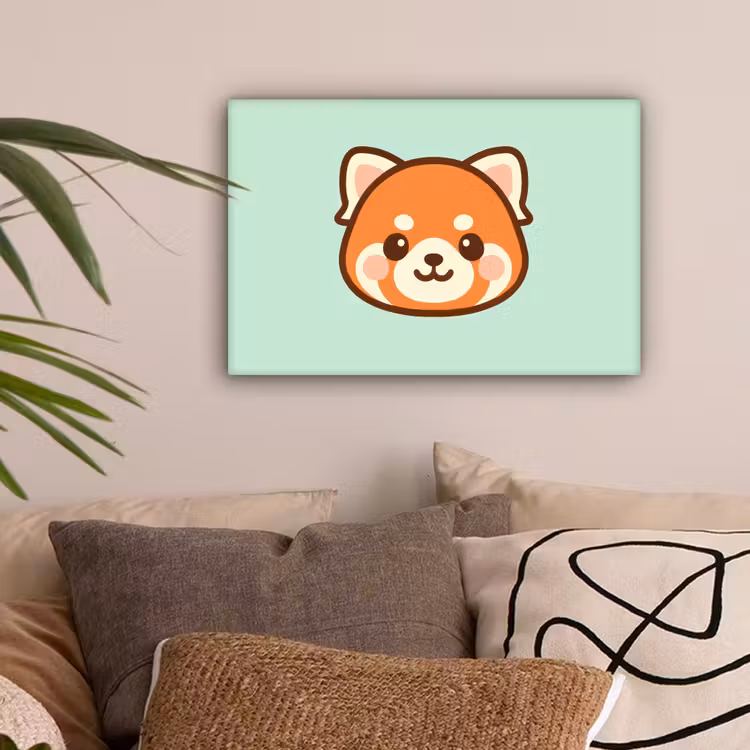 Rode panda - Groen - Cartoon canvas 2cm klein -sfeer1