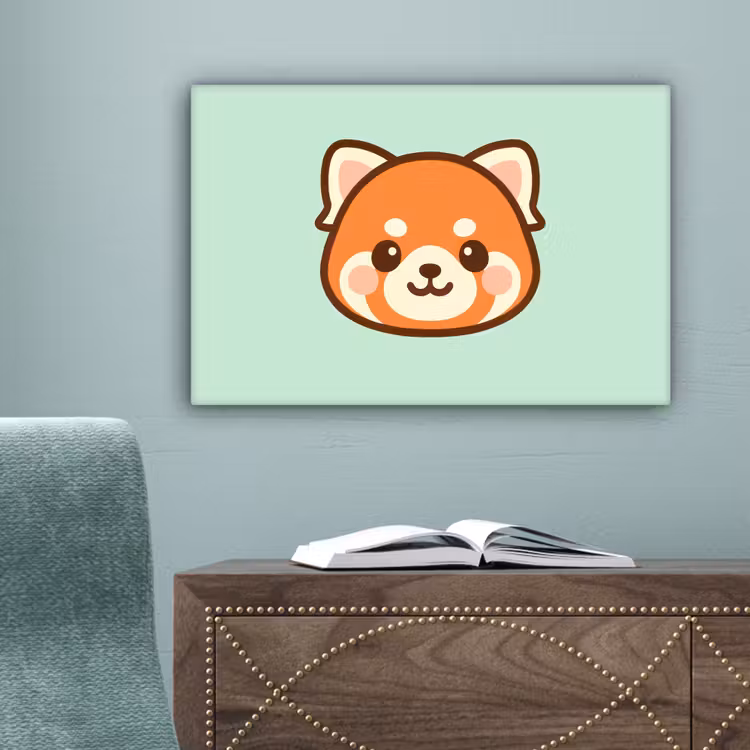 Rode panda - Groen - Cartoon canvas 2cm klein -sfeer4