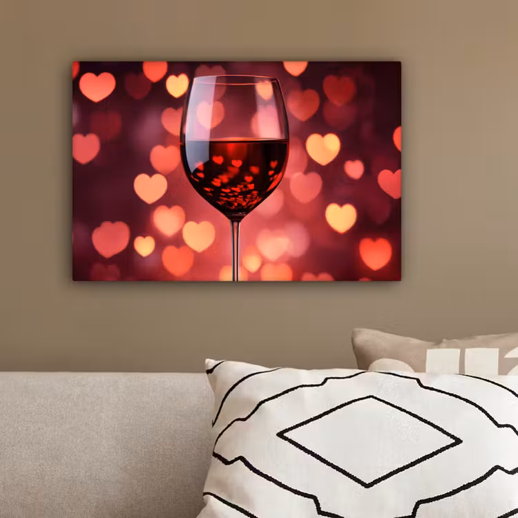 Rood - Wijn - Hartjes canvas 2cm klein -sfeer3