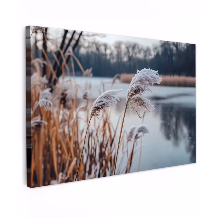 Riet - Gras - Natuur - Winter - Meer canvas 2cm klein -z3d