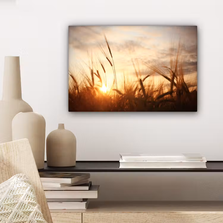 Riet - Gras - Zonsondergang - Natuur - Horizon canvas 2cm klein -sfeer6