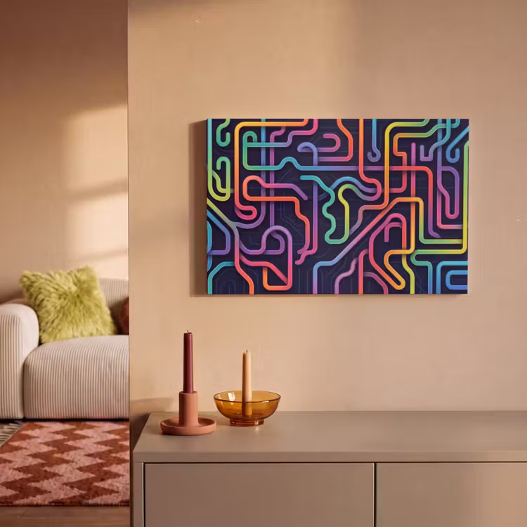 Retro - Abstract - Neon canvas 2cm klein -sfeer1