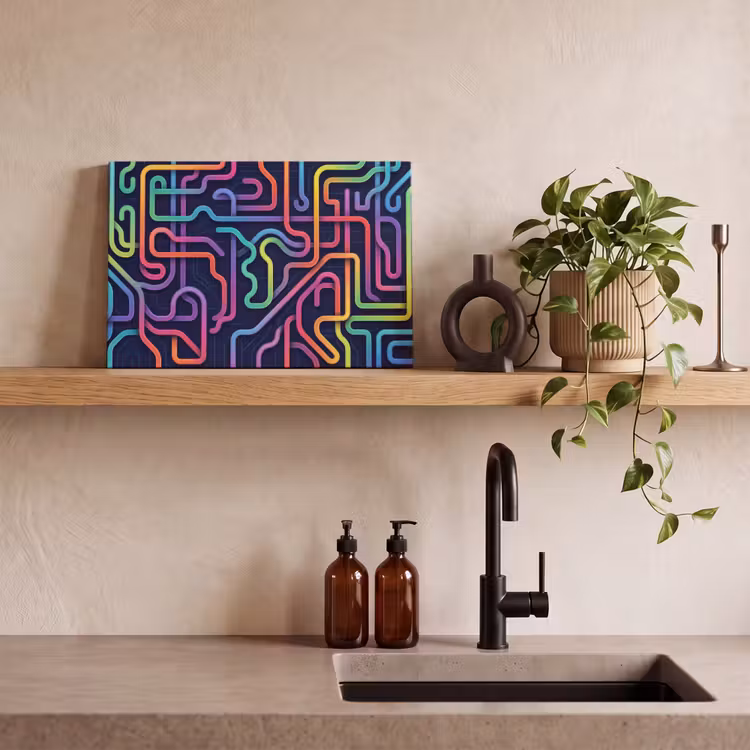 Retro - Abstract - Neon canvas 2cm klein -sfeer3