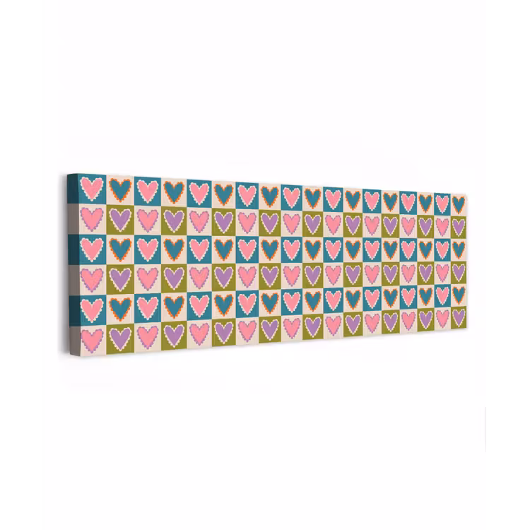 Retro - Kleuren - Patroon - Hartjes canvas 2cm klein 828 -z3d