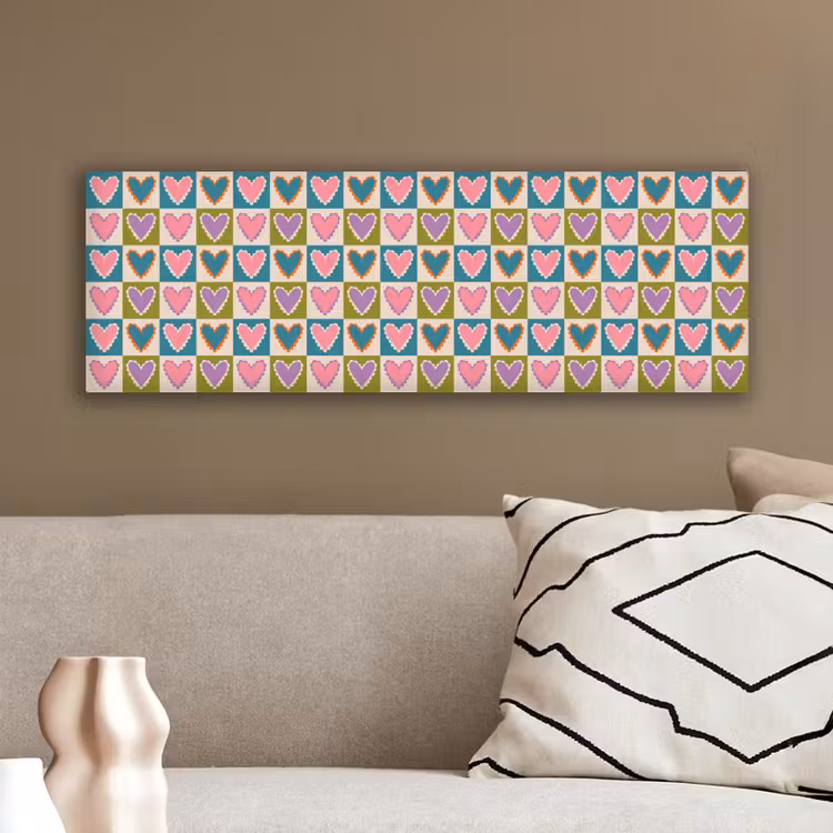 Retro - Kleuren - Patroon - Hartjes canvas 2cm klein 828 -sfeer3