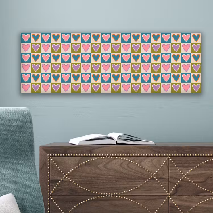 Retro - Kleuren - Patroon - Hartjes canvas 2cm klein 828 -sfeer4