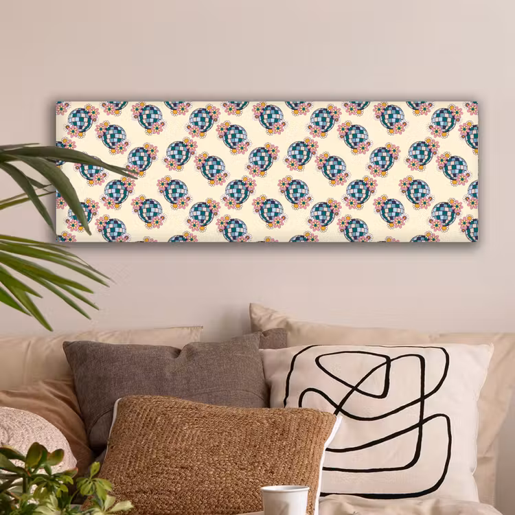 Retro - Disco - Bloemen - Discobal canvas 2cm klein 828 -sfeer1
