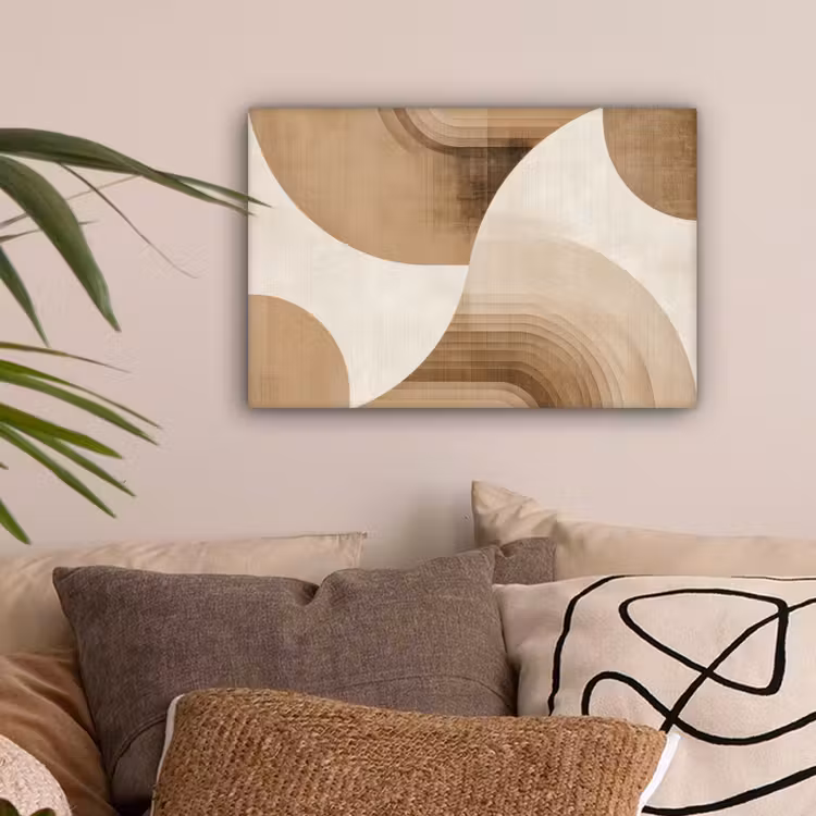 Retro - Geometrische lagen - Aardetinten canvas 2cm klein -sfeer1