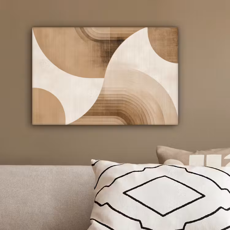 Retro - Geometrische lagen - Aardetinten canvas 2cm klein -sfeer3
