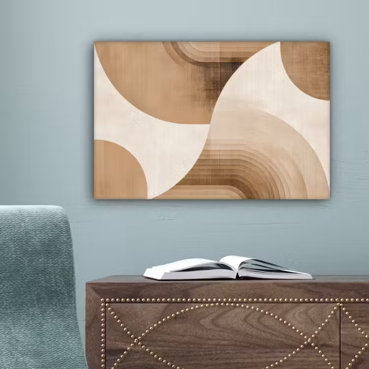 Retro - Geometrische lagen - Aardetinten canvas 2cm klein -sfeer4