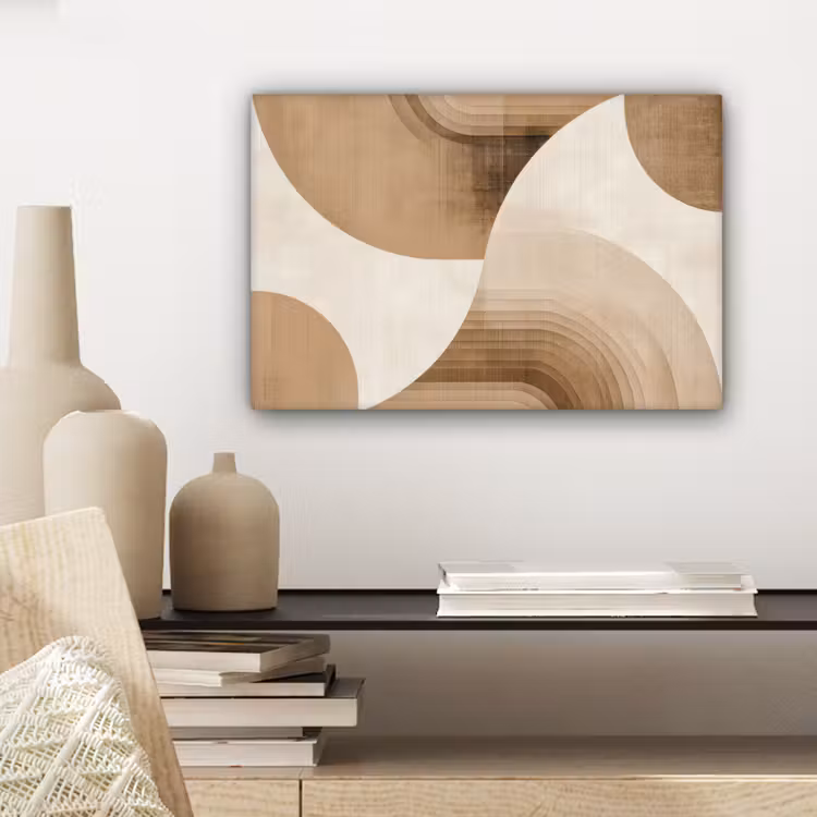 Retro - Geometrische lagen - Aardetinten canvas 2cm klein -sfeer6