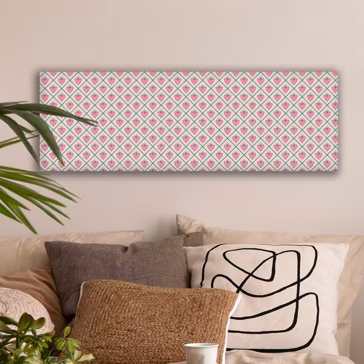 Retro - Ruit - Hartjes - Patroon canvas 2cm klein 828 -sfeer1