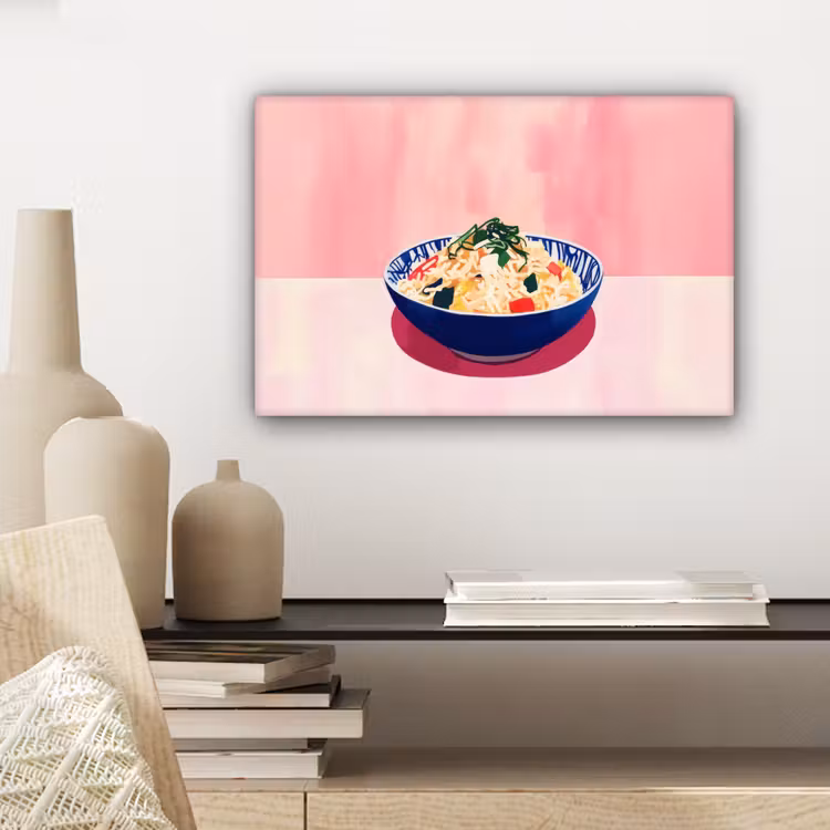Rijst - Illustratie - Kom - Groente canvas 2cm klein -sfeer6