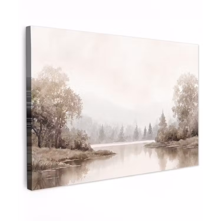 Rivierlandschap - Minimalistisch - Aardetinten canvas 2cm klein -z3d