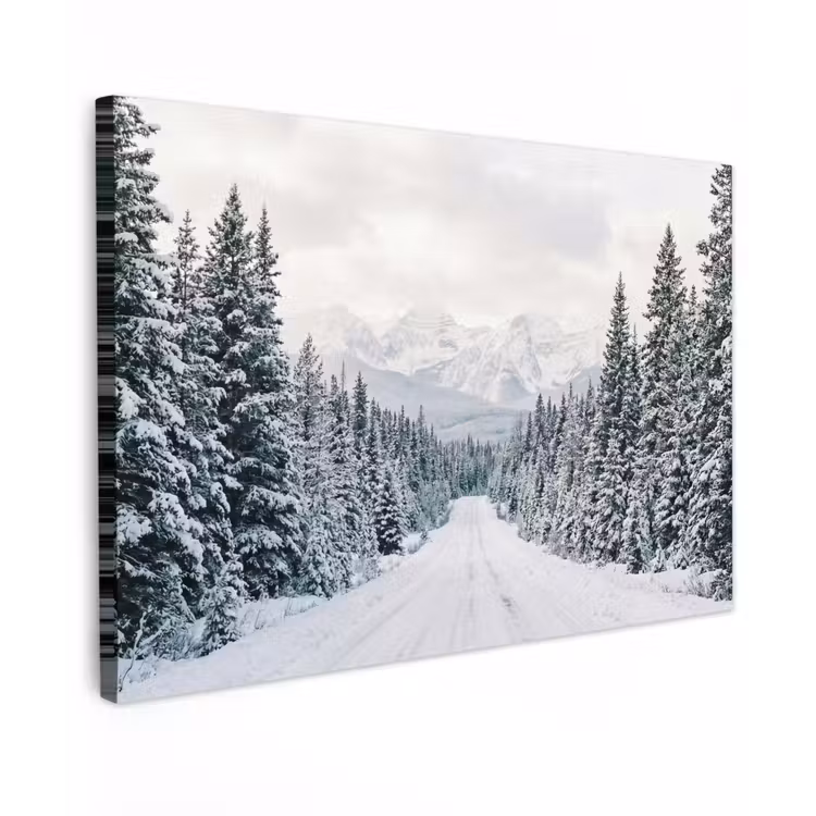 Weg - Sneeuw - Naaldbos - Winter - Avontuurlijk canvas 2cm klein -z3d
