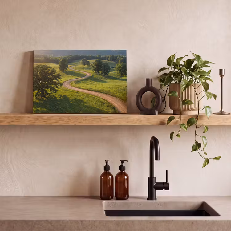 Weg - Weide - Natuur - Groen canvas 2cm klein -sfeer3