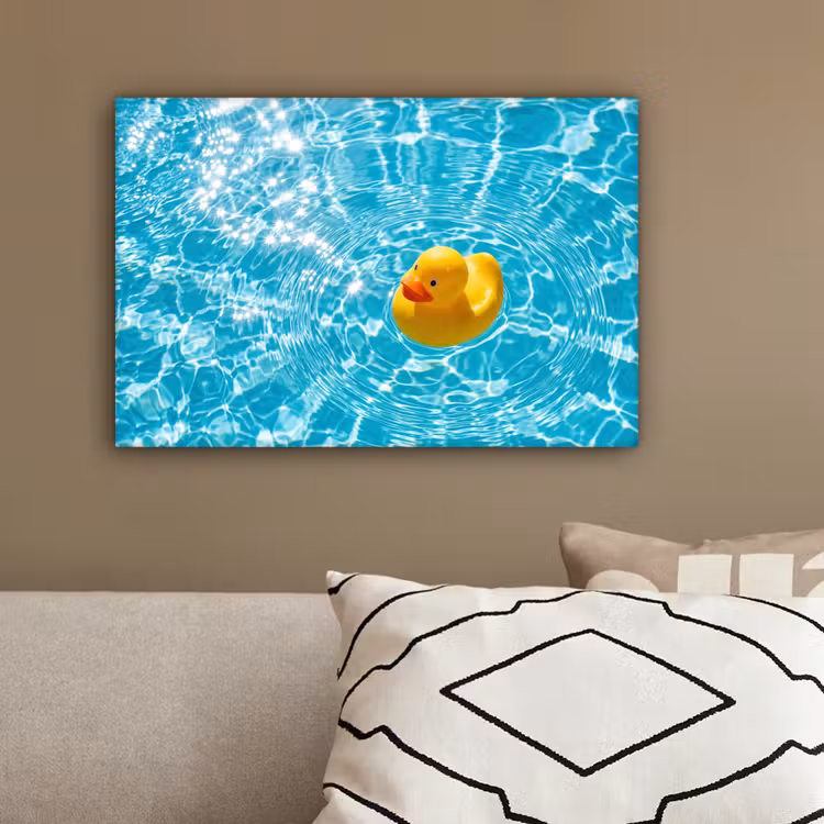 Badeend - Dobberen - Blauw canvas 2cm klein -sfeer3