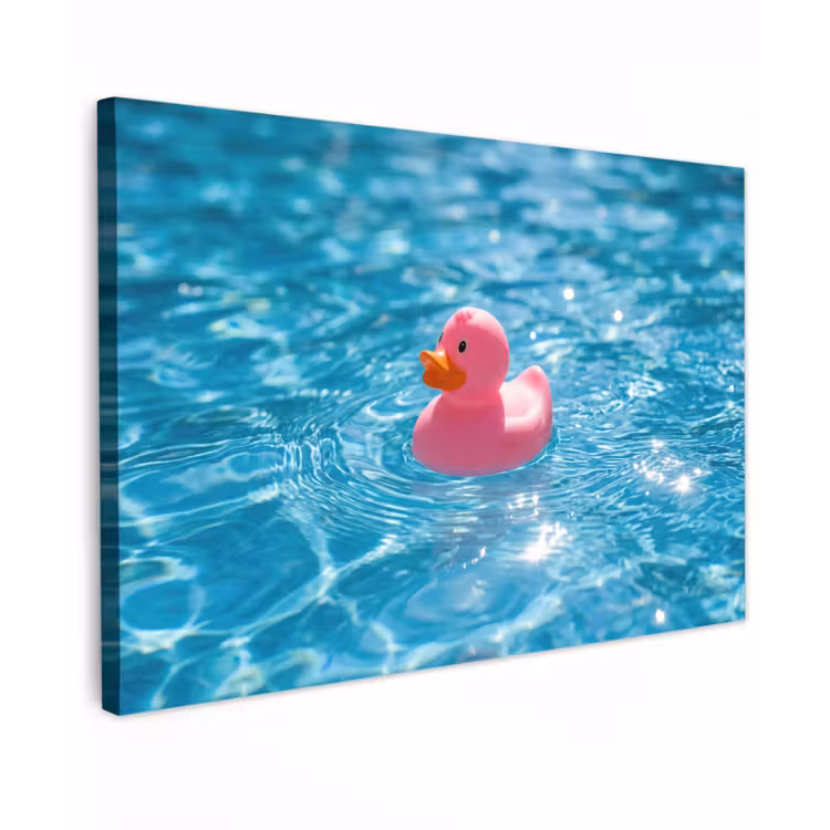 Badeend - Dobberend - Roze canvas 2cm klein -z3d