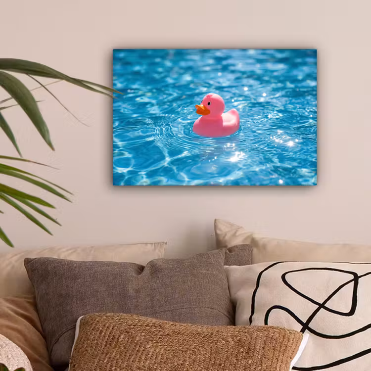 Badeend - Dobberend - Roze canvas 2cm klein -sfeer1