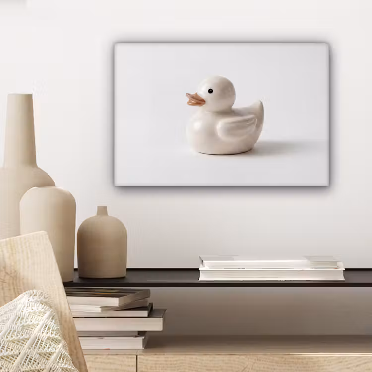 Badeend - Minimalistisch - Wit canvas 2cm klein -sfeer6