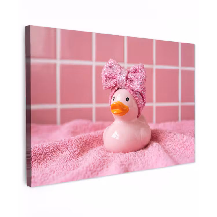 Badeend -Strik - Roze canvas 2cm klein -z3d