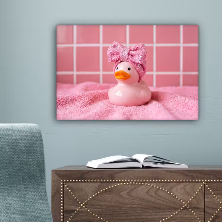 Badeend -Strik - Roze canvas 2cm klein -sfeer4
